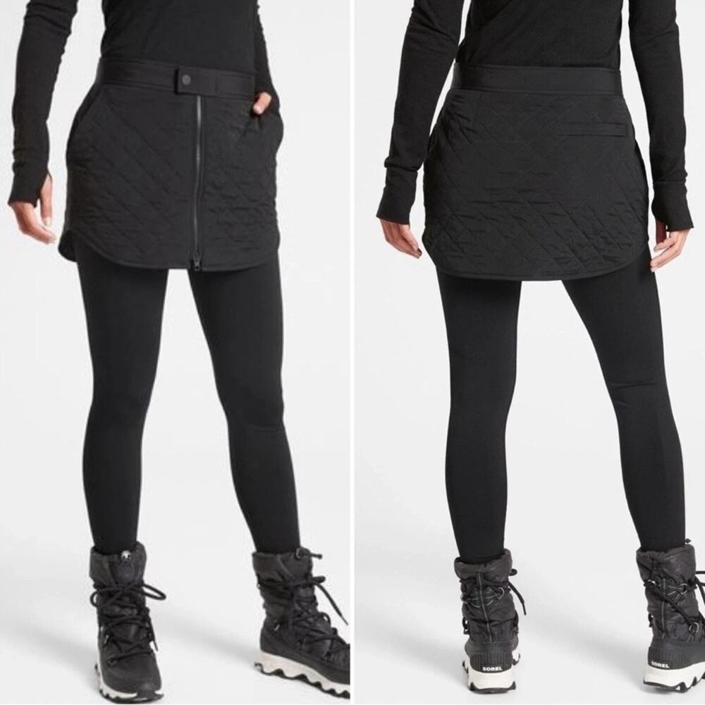 🔥 Athleta Toasty Buns Quilted Insulated Skirt – Black – Women’s Size 12 🔥